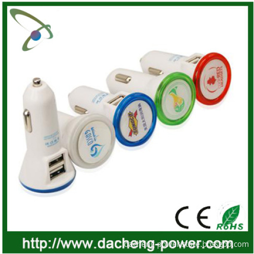 CE ROHS FCC approved 5V 2.1A dual car charger usb charger for Phone and Ipad